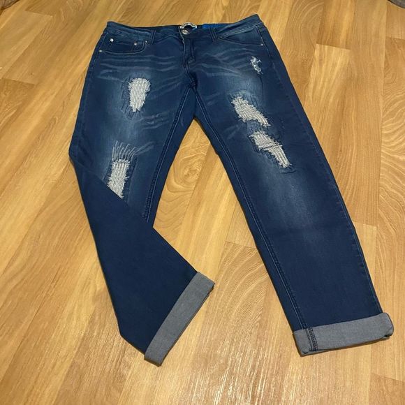 Indigo Rein Slimboy Distressed Jeans | 13 - Picture 1 of 4